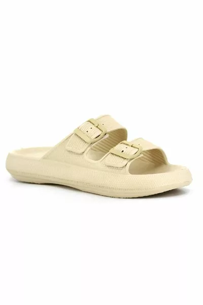 صندل صيفي للجنسين للاستخدام اليومي بشريطين، بكعب سميك، مناسب للشاطئ والمسبح والحديقة والبحر