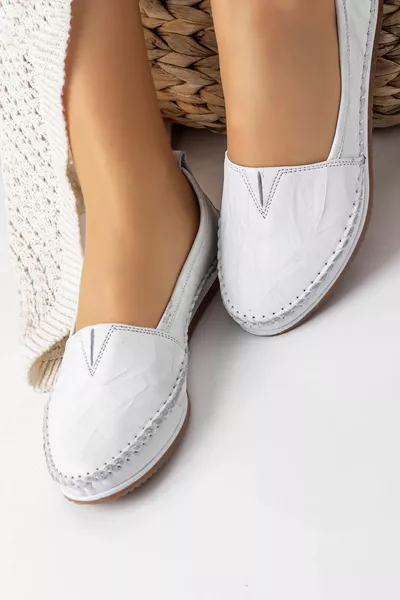 Barve (%) Echtes Leder Bequeme Damen Ballerinas - Weiß