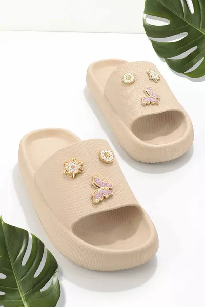 صندل موادايفراتو للجنسين مزين بحجر فراشة للشاطئ والمسبح