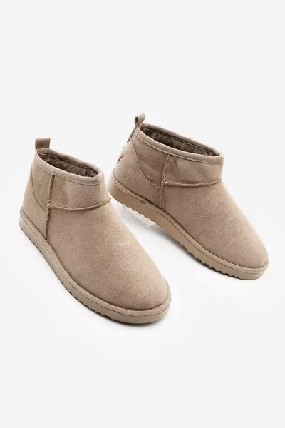 حذاء يومي نسائي مبطن بالفرو من الجلد المدبوغ بلون البيج