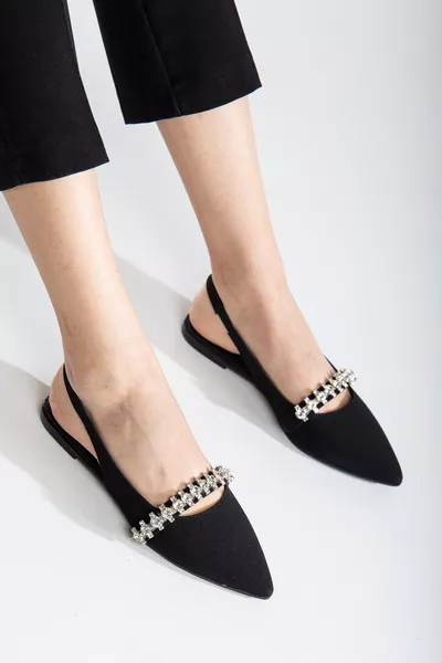 Ballerine da donna eleganti con suola piatta (1-4 CM) con dettaglio a diamante a cerchio