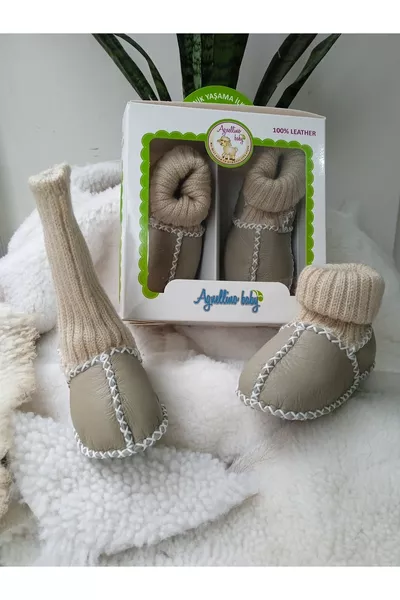 جوارب طفل مبطنة بالصوف من جلد الخروف الحقيقي