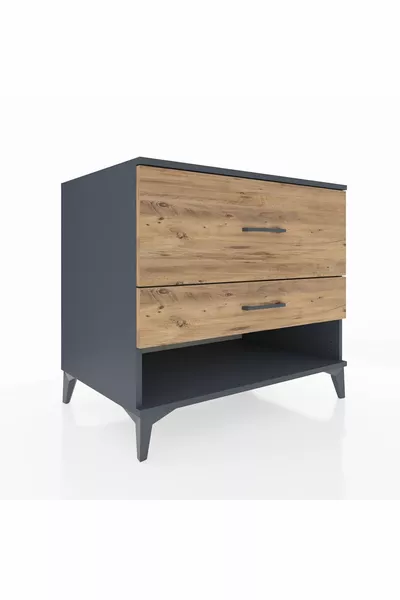 Kronos Şifonyer 2 Çekmeceli  Antrasit-Çam