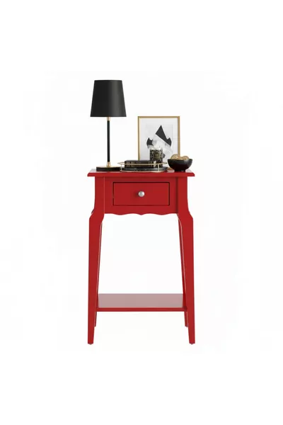 طاولة جانبية مخروطية صلبة حمراء برف - مزهرية