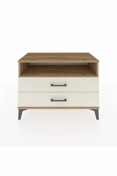 خزانة هايبريون رف واحد درجين صنوبر-حجر قمر