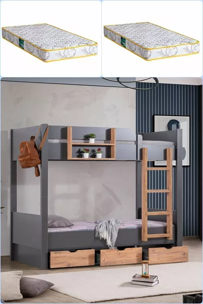 Ranza, Asya Ayrılabilir Çekmeceli Ranza 2 Adet Comfort Yatak