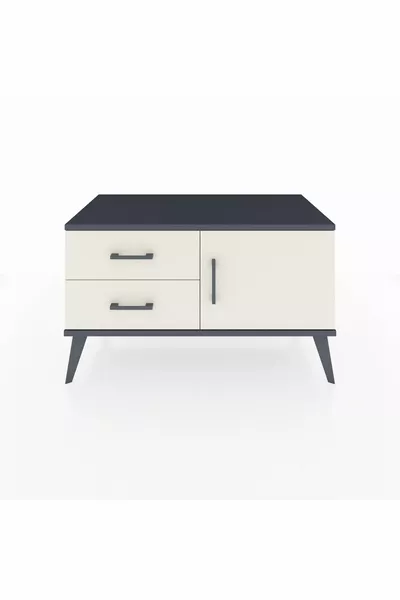 Hyperion Dresser with One Shelf, 2 Drawers, and Single Door, Anthracite-Quartz