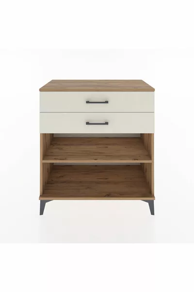 خزانة هابريون بطابق واحد ودرجين من خشب الصنوبر وحجر الآي