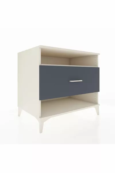 Кронос скрин с едно чекмедже и една рафтова плоча, бял мрамор - антрацит