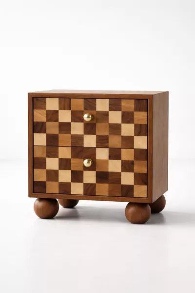 Slaapkamerkastje met vierkante motief