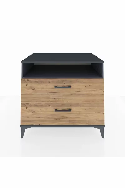 Kronos Dresser Single Shelf 2 Drawers Anthracite-Pine