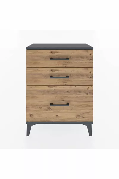 Аргес Комод с 3 чекмеджета Антрацит-Смърч