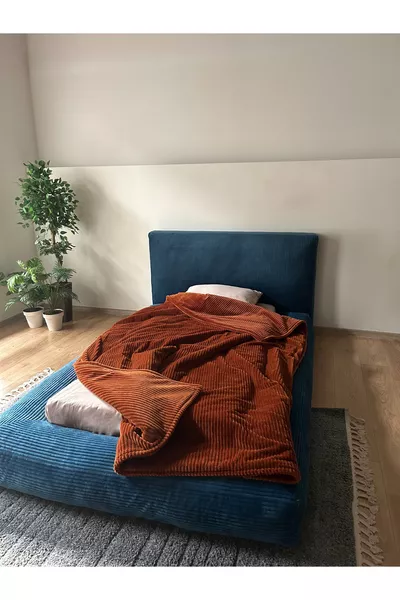 DuoBed Misafir Yataklı Fitilli Peluş Havuzlu Baza + Başlık + Yatak İkiz Yataklı