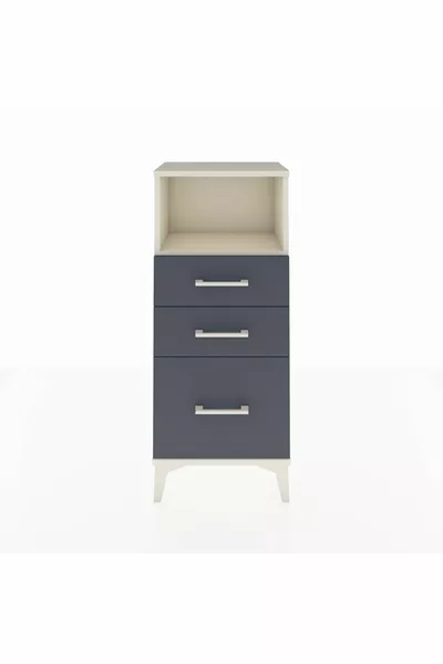 Comodino Arges con 1 ripiano e 3 cassetti Agata-Antracite