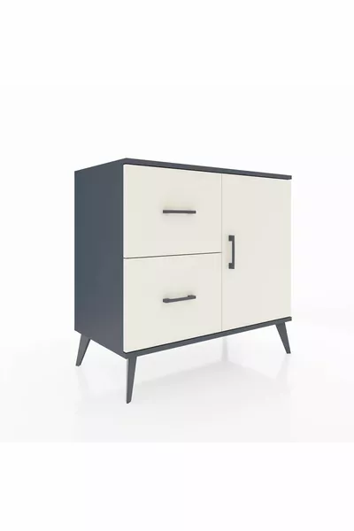 خزانة هايبرون بروفيل برافعة واحدة، درجان، باب واحد، رمادي غامق-حجر رملي