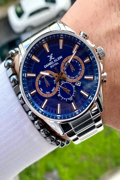 ساعة يد رجالية بسوار من الفولاذ المقاوم للصدأ + مقاومة للماء حتى 3 ضغط جوي