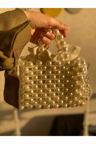 حقيبة لؤلؤية حقيبة مرصعة بالخرز اللؤلؤي