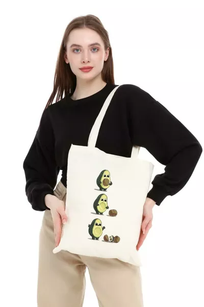 Sac en toile imprimé avec avocat et son bébé