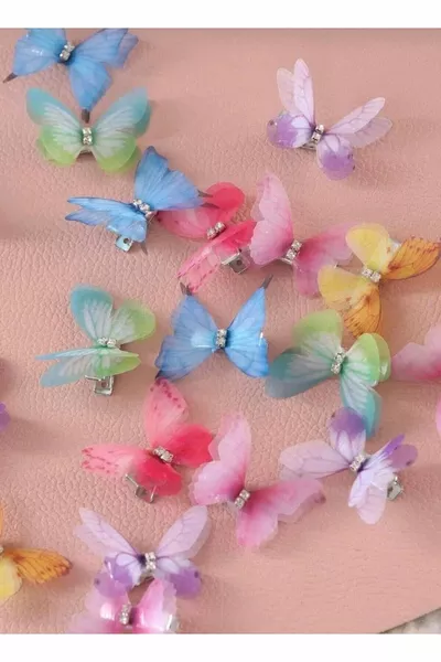ليلي 4 قطع مشبك شعر على شكل فراشة بألوان متنوعة