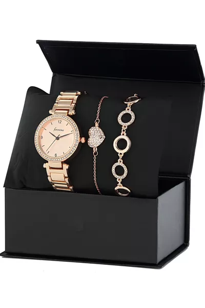 Rose Goud Horloge Hart Armband Combinatie Set 