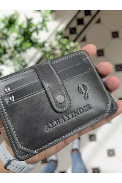 ECHT LEER PAPIERGELD MET VAKJES ID-KAARTENHOUDER GRIJS LEER KREDIETKAARTHOUDER PORTEMONNEE Leren Tas