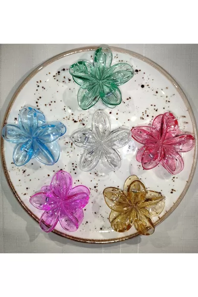 مجموعة 6 مشابك شعر نسائية كبيرة الحجم (8 سم) بلون لوتس