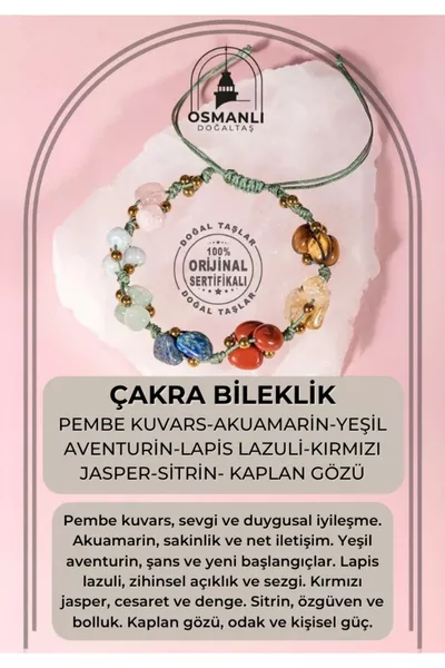 Sertifikalı Çakra Bilekliği Naturel Kesim Makrome % El Işçiliği