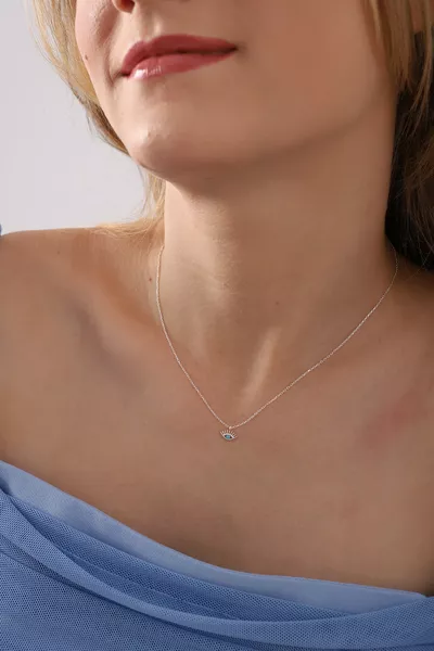  Sterling Silver Chain Turquoise Eye Lash Eye Pendant Necklace