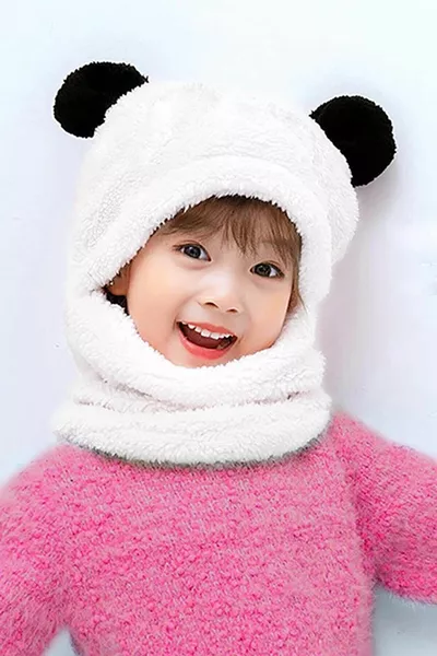 Bonnet à capuche en peluche pour enfants Panda avec écharpe Welsoft et cache-oreilles, coupe-vent, pour  à  ans