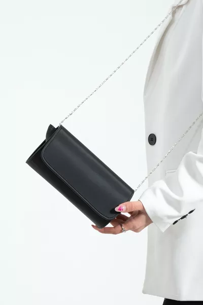 Black Satin Evening Bag, Portfolio Bag, Clutch Bag