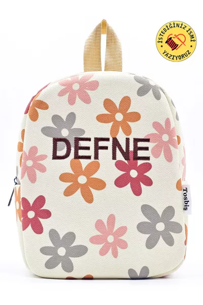 [ نكتب الاسم الذي تريده بالتطريز ] حقيبة ظهر للأطفال من 0-8 سنوات بنقشة زهور كلاسيكية، حقيبة رياض الأطفال