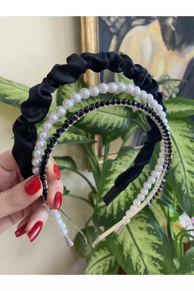 Ruched, Shimmering, Pearl Crown Set