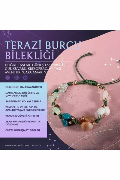 Libra Zodiac Natural Stone Natural Macrame Bracelet