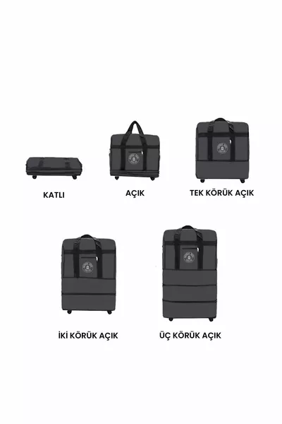 Üç Körüklü Tekerlekli Valiz - Dev Boy Çanta 4 Adet