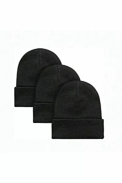 Унисекс комплект от 3 сгъваеми черни шапки
