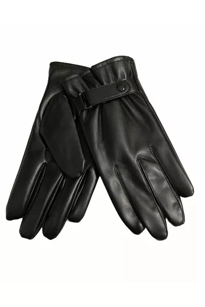 Men's Standard Size Faux Leather Gloves Compatible with Touchscreen