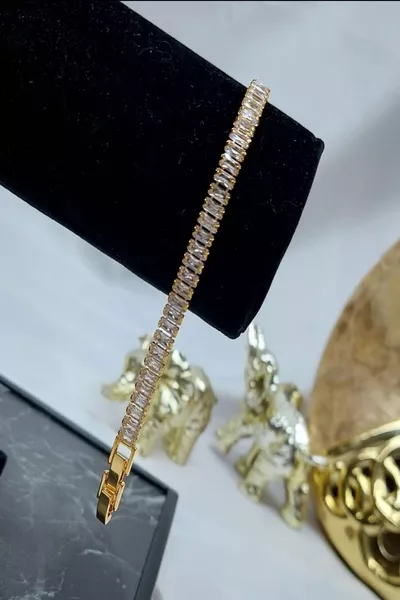 Women's Luxury Rhodium Plated Baguette Bracelet