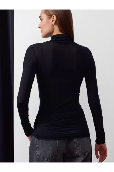  بلوز كشمير بياقة صياد - أسود