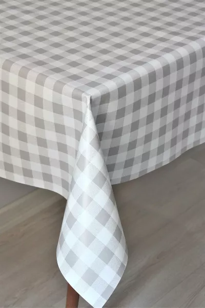 Салфетка из ПВХ с волокнистой структурой для стола - серая в клетку - -5грисераяклетка