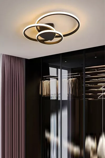 Иван Модерен Дизайн Черен Цвят Хол Кухня Антре Бял LED 3-карабин Люстра