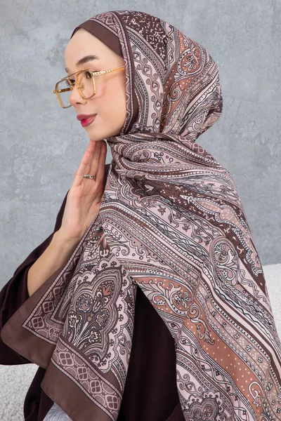 SCIARPA IN COTONE CON MOTIVO ETNICO RETRO, TESSUTO IMPORTATO, ALTA QUALITÀ & NUOVA COLLEZIONE