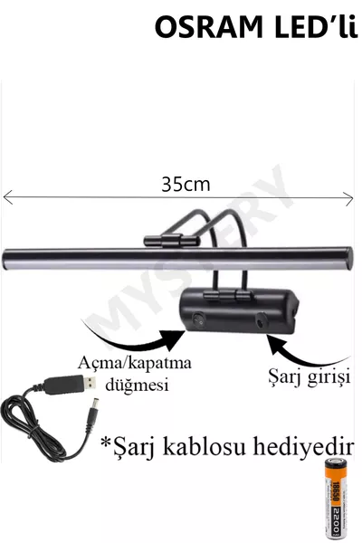 إضاءة ليد أوسرام فلوت قابلة للشحن ببطارية، غلاف أسود، ممر، ضوء نهاري، لوحة ليد، بجعة، مصباح جداري قابل للشحن بالبطارية