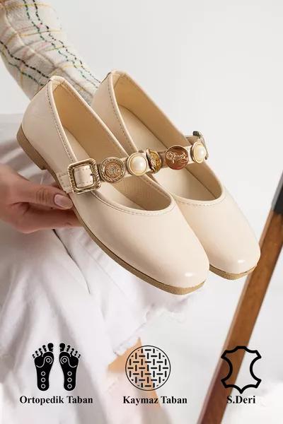 حذاء نسائي كريم مسطح مريح وخفيف بدون صوت، حذاء يومي تقويم العظام، حذاء للمكتب والمنزل والخارج