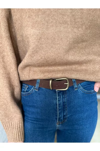 حزام نسائي جلد سويد بني حزام للبنطال حزام للفستان