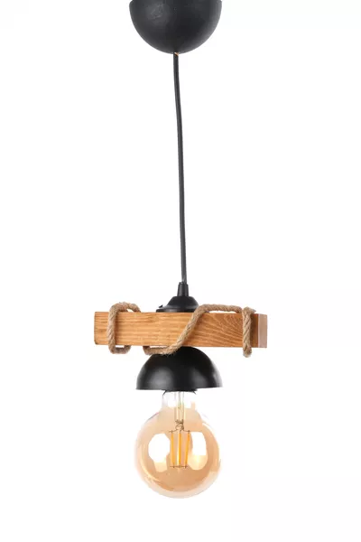 Дървен едноподвен въжен полилей с рустик дизайн