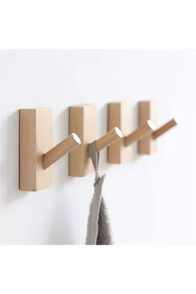 شماعة خشبية عصرية زخرفية بأربعة خطاطيف