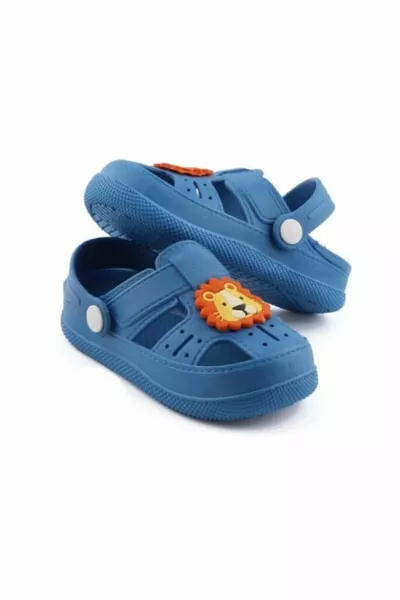 شبشب أطفال يومي بقاعدة مطاطية مانعة للانزلاق ومرسوم عليه شكل حيوان 