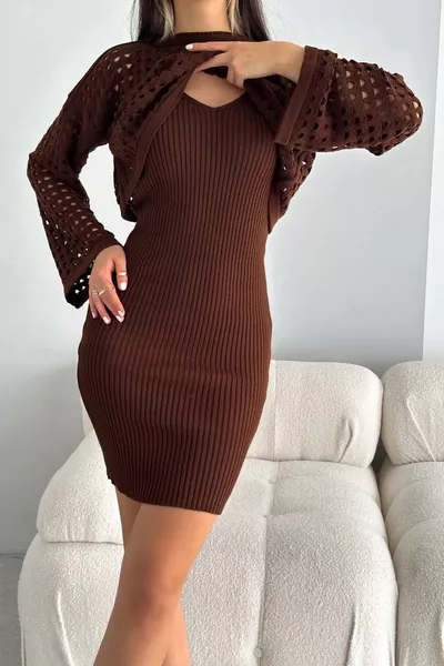 Completo abito maglione traforato