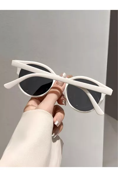 Unisex Vintage Güneş Gözlüğü Beyaz