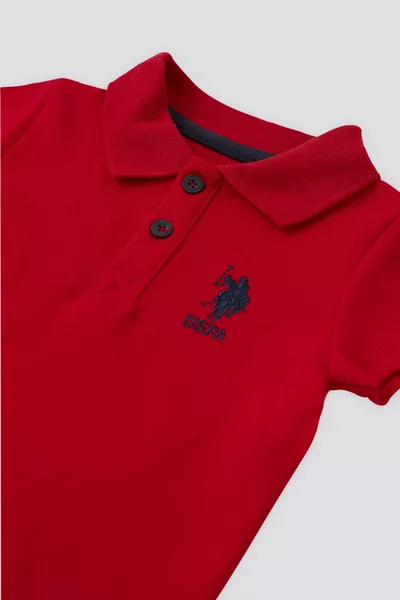 Set per neonato maschio con collo rosso con licenza U.S. Polo Assn